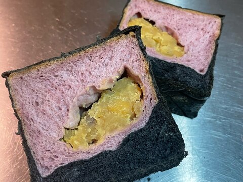 パネトーネマザー酵母でさつまいも角食パン(手ごね)